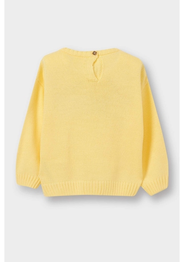 Defacto Kız Bebek Bisiklet Yaka Çiçekli Kazak C8089a525auyl295 Sarı