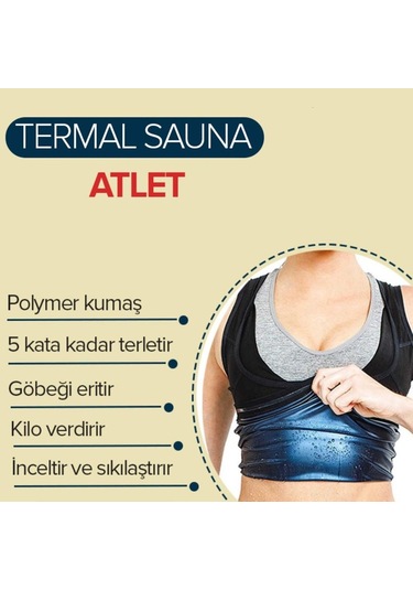 Extra Terletici Yeni İnce Kumaş Termal Sauna Pro Terleme Atleti (490854512) Siyah