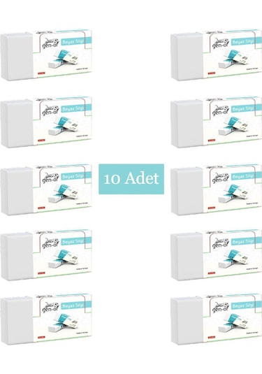 Gen-of No:20 Büyük Boy Pvc Free Beyaz Silgi 10 Adet
