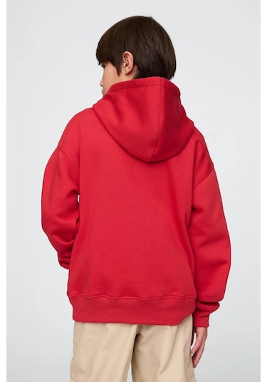 Gap Erkek Çocuk Relaxed Logolu Kapüşonlu Sweatshirt-11628 KIrmızı