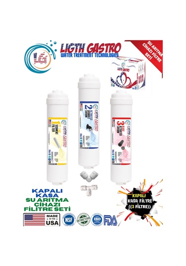 Kapalı Kasa 3 Ön Filtre Seti Sediment Gac Karbon Block Karbon