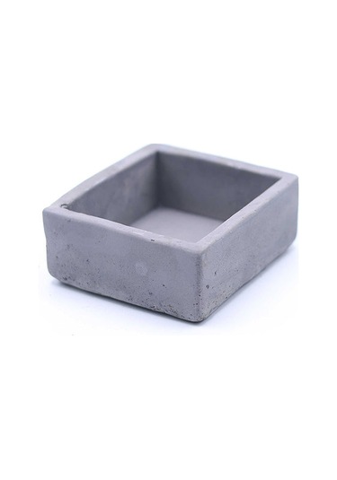 Kare Beton Saksı 10cm Gri