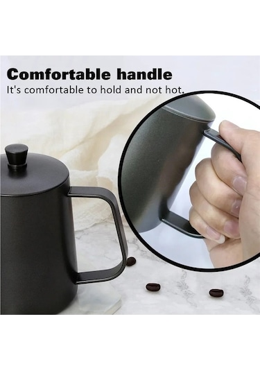 Jialan Paslanmaz Çelik Cezve Gıda Sınıfı Dayanıklı Kahve Siyah Bq Siyah