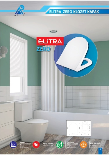 Elitra Zero Klozet Kapağı Amortisörlü Yavaş Kapanan Kapak