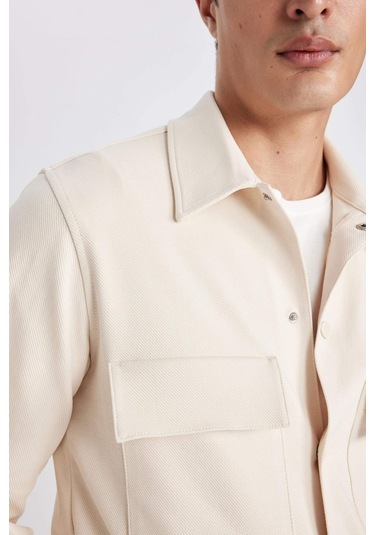 DeFacto Polo Yaka Çıtçıt Kapamalı Cepli Gömlek Ceket Z5178AZ24SPBG144 DeFacto Polo Yaka Çıtçıt Kapamalı Cepli Gömlek Ceket Z5178AZ24SPBG144