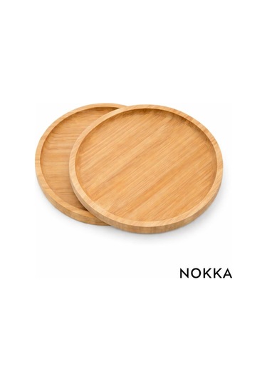2 Adet Bambu Yuvarlak Servis Tabağı 20x20 Cm Renksiz