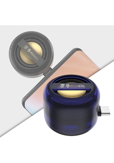 Mini Telefon Hoparlörü, Hoparlörle Şarj Edilebilir Fiş, Telefon Kompakt, Mavi, 41x41x34mm