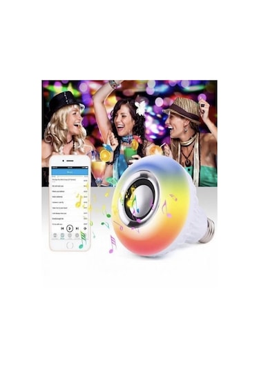 Hazar Led Bluetooth Hoparlörlü Kumandalı Rgb Akıllı Led Ampul Rgb