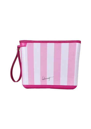 Qutu Kozmetik Ve Makyaj Çantası - Pembe / Beyaz - 21 Cm