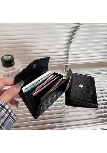 Dofolink Kadın Deri Cüzdan Siyah Manyetik Kapatma, Nylon Forlu, Fatura Klipsi İçeren Temel Model Çok Renkli