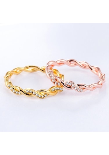 Fastbuy Simple Şık Kadınlar Tam Kristal Sarmal Model Rose Gold Us Size 6 Çok Renkli Takı Çok Renkli