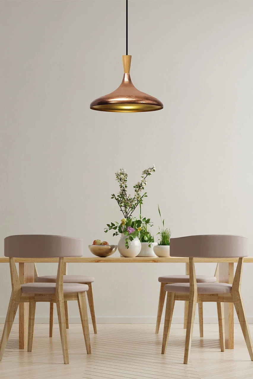 Champion Patina Ahşap Huni Tekli Avize Sarkıt Salon Mutfak Cafe Butik Lamba Aydınlatma Avizeler Patina