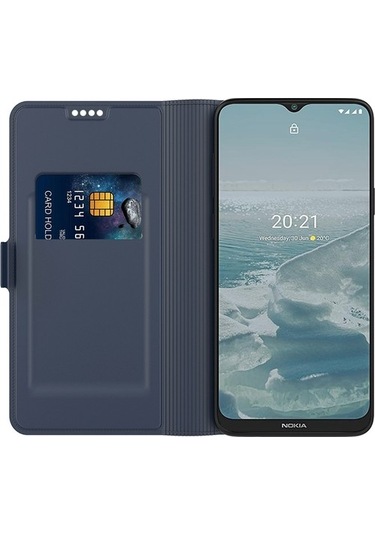 Joyhub Nokia G20 Için Pu Deri Kart Tutucu Yuvası Telefon Kılıfı Çift Manyetik Toka Standı Kapak Çevirin - Mavi Mavi Yok Havalandırma D5w3s1