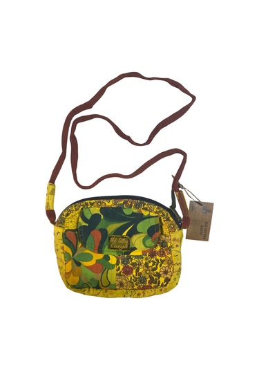 Vintage Salaş Renkli Küçük Boy Uzun Askılı Günlük Çapraz Postacı Omuz Çantası 22 Cm X 15 Cm Yeşil - Sarı