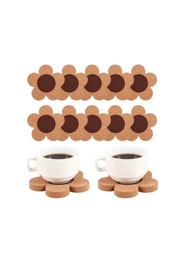 Ulzyvf Tarzı Seti Mantar Mantar Kalın Kahverengi Çiçek Bardak Bardak Altlıkları Altlığı Adet 12 Sv Kahverengi