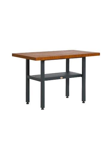 Çamlıca Masalar Alüminyum Bahçe Balkon Mutfak Masası 90x160 - Alt Tablalı Kahverengi