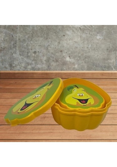 Buffer 2'li İç İçe Geçebilen Armut Model Saklama Ve Beslenme Kabı Seti 550 Ml + 250 Ml Çok Renkli