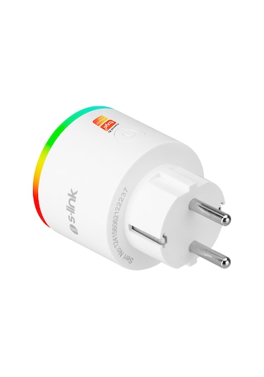 S-Link Swapp SL-03 16A Akım Korumalı Akıllı Priz RGB Işıklı 2.4 G Wifi TUYA Destekli Beyaz