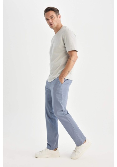 DeFacto Yazlık Gabardin Chino Kanvas Pantolon Slim Fit Dar Kesim Dar Paça Cepli B2089AX25SPBE801