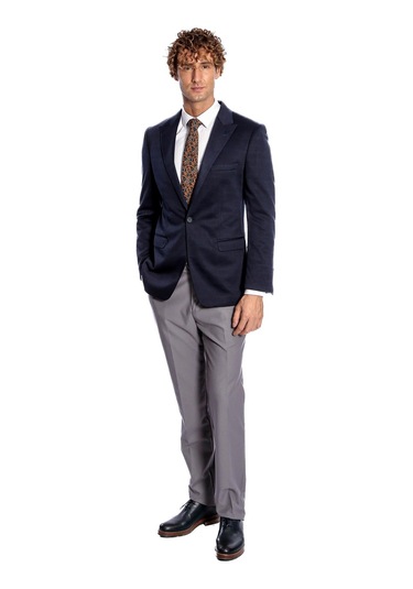 Wessi Lacivert Düz Slim Fit Erkek Ceket Lacivert