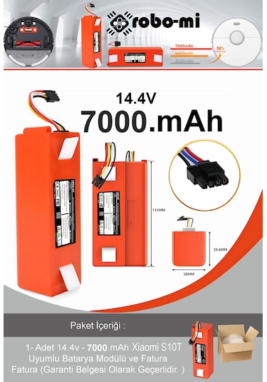 Xiaomi Mi Robot Vacuum S10t Uyumlu 7000.mah Batarya