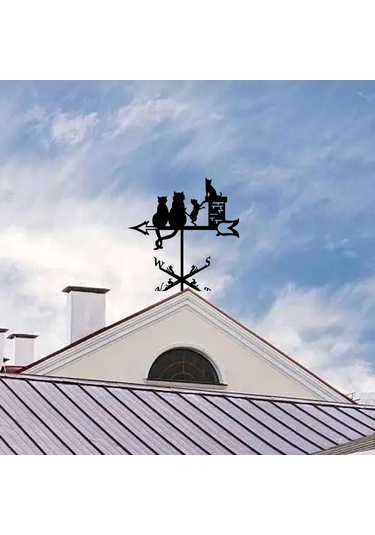 Homyl Cat Metal Rüzgar Gülü Vintage Yönü Göstergesi Veranda