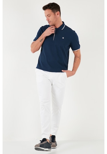 Buratti % 100 Pamuk Düğmeli Regular Fit Erkek Polo Yaka T Shirt 5902118 Indigo