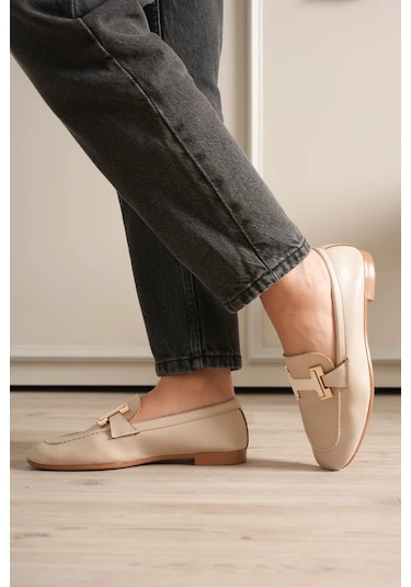 Trendella Kadın Bej Şık Tokalı Günlük Ayakkabı Tr27ms05b Siyah