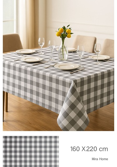 Mira Home Kareli Masa Örtüsü Sofra Bezi 160x220 Cm Rustik