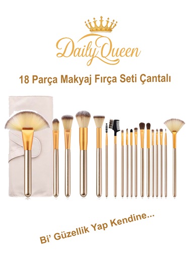 Daily Queen Makyaj Fırça Seti Deri Çantalı Lüx Ve Kaliteli