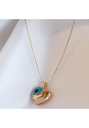 Nazar Boncuklu Gold Kaplama Açılır Kapanır İsim Yazılabilen Gümüş Kolye Gümüş