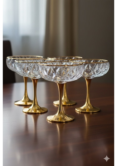 Diamond Metal Ayaklı Sunumluk 6 Lı Gold Altın