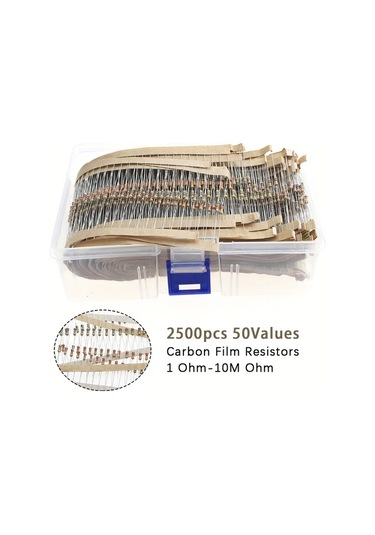 Honeybeeshop 50 Değer 2500 Adet Karbon Film Direnç Kiti 1 4w 5 Tolerans 1 Ohm 10m Ohm Elektronik Projeler Çok Yönlü Dayanıklı Kararlı