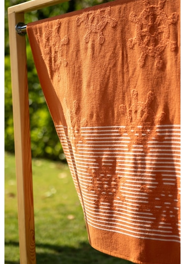 Menderes Home Cotton Collection Bukle Plaj Havlusu Çark Orange