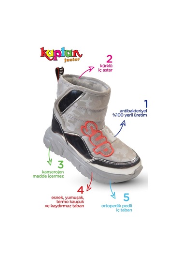 Kaptan Junior Kürklü Kız Çocuk Botu Fgmk 47600 Gümüş