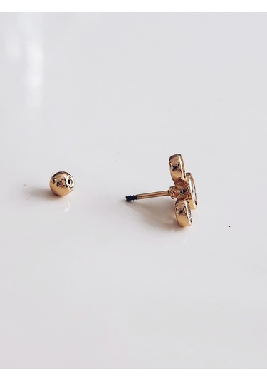 Mickey Mouse Gold Modeltragus Helix Piercing Ear Cuff Kıkırdak Çelik Küpe Gold