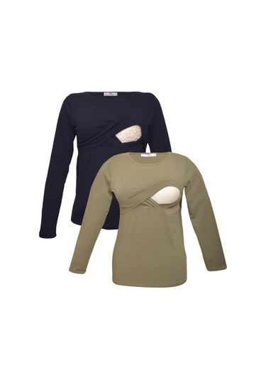 Luvmabelly Myra2702 2707 Emzirme Tshirt Seti-lacivert