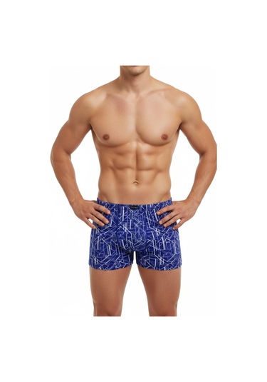 Erkek Likralı Baskı Desenli Boxer Bgl-st05009 İndigo