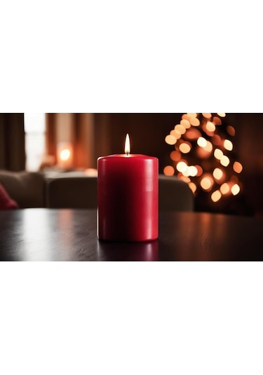 Soya Parafinli Kırmızı 1 Adet 72 Saat Yanma Süreli Çap:7 Cm Boy:10 Silindir Blok Mum Kırmızı Kirmızı
