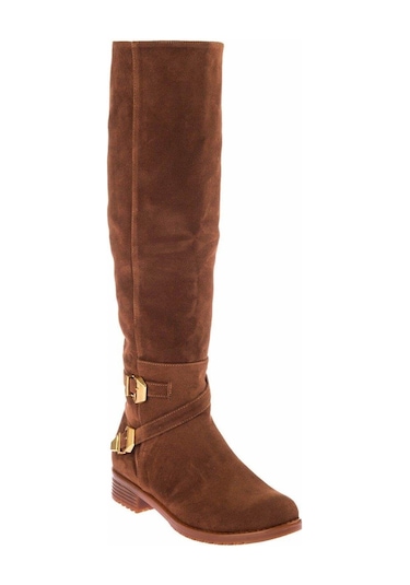 Fox Shoes E726203402 Taba/altın Süet Alçak Topuklu Kadın Çizme Taba/altın-süet