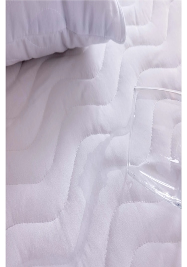 Derbey Kapitoneli Sıvı Geçirmez Alez 220x200 Cm Çift Kişilik Köşe Lastikli Beyaz