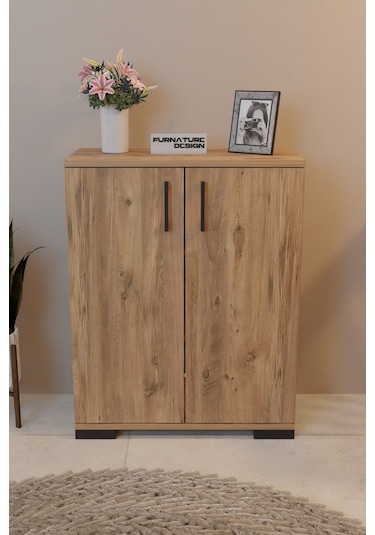 2 Kapaklı Çok Amaçlı Raflı Erzak Mutfak Dolabı - Atlantik Çam