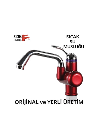 Sıcak Musluk ASG-2K Elektrikli Ani Su Isıtıcı Termal Şofben Musluk Kırmızı