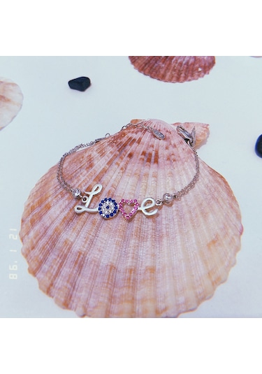 Nazar Boncuklu Love Gümüş Bileklik N11.34154