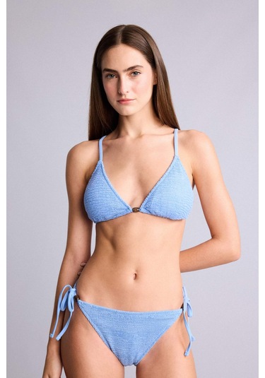 Defacto Regular Fıt Kırışık Dokulu Mavi Bikini Alt E0208ax26smbe552 Mavi-be552