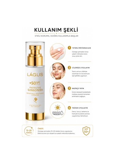 Lágus Uva/Uvb Suya Dayanıklı Koruyucu Güneş Kremi SPF50+ 100 ML