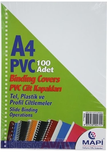 Mapi A4 Pvc Cilt Kapağı Beyaz 160Mic.2040200