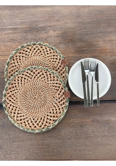 2'li Amerikan Servis - Leke Tutmaz- Kahverengi-yeşil 33 X 33 Cm Kahverengi