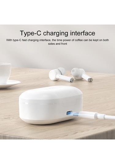 Mı4 Bluetooth 5.0 Led Dijital Ekran Akıllı Gürültü Azaltma Gerçek Kablosuz Bluetooth Kulaklık Beyaz