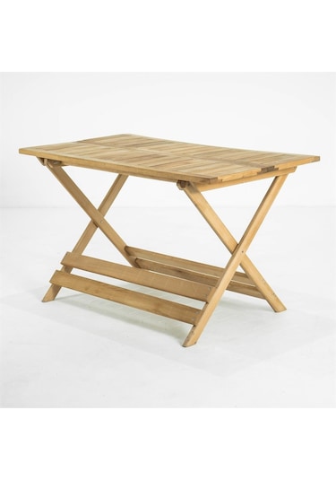 Flat Katlanır Ahşap Bahçe Balkon Masası 70x53 Bej